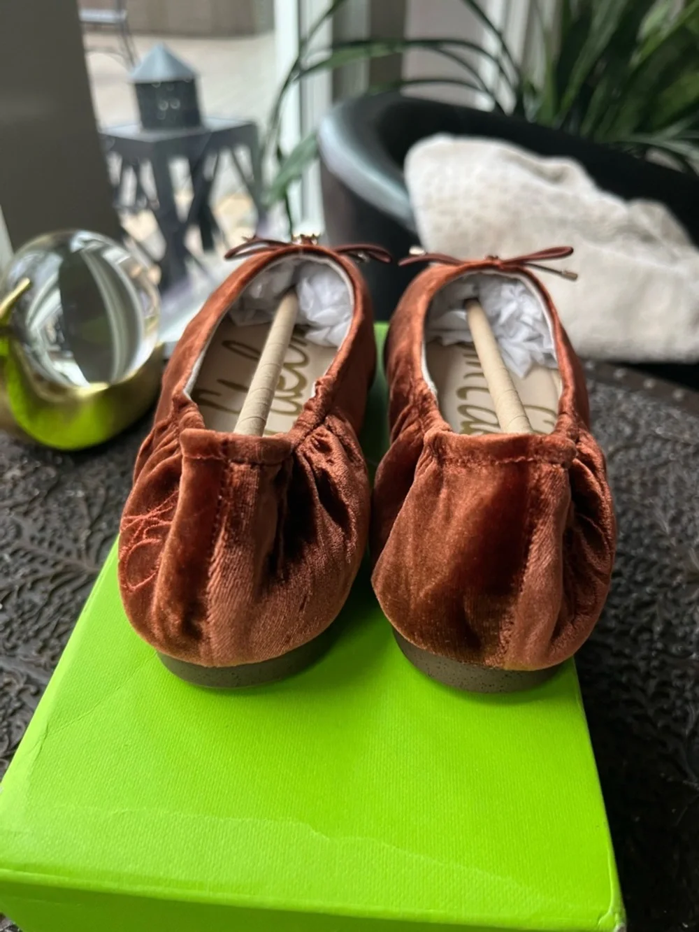 SAM EDELMAN FELICIA KIDS VELVET BALLET FLATS IN COPPER 2 - Picture 11 of 12